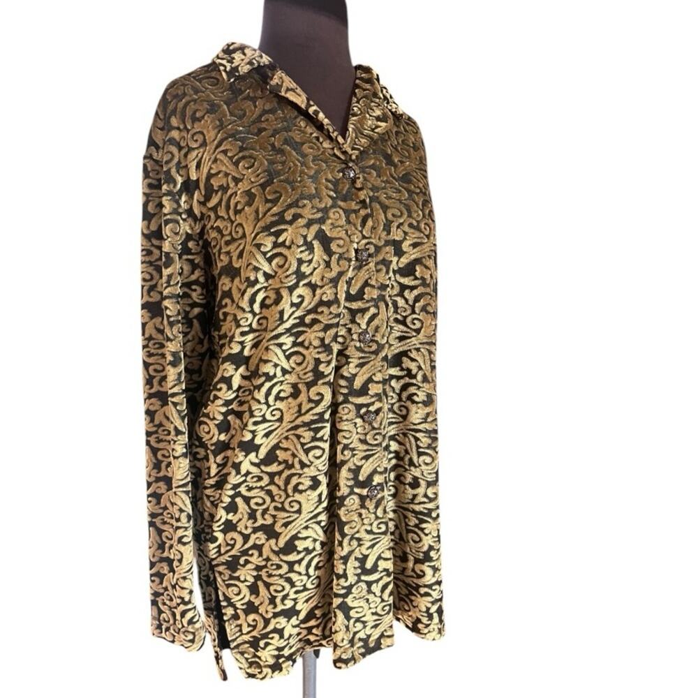 Vtg Diane Von Furstenburg Velvet Burnout Tunic Top L Old Money Boho Garden Fairy